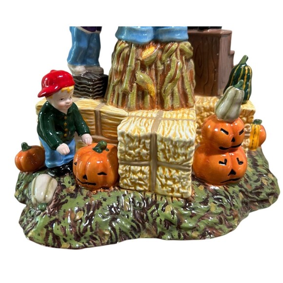 Dept 56 Building The Scarecrow Snow Village Halloween Pumpkin Figurine 56.55203 - Picture 6 of 9
